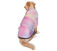 FEYUNYAN Cozy Fleece-Lined Hoodie With Hidden Leash Hole & Pocket For Medium Large Dogs, Rainbow, Pet Hooded Sweatshirt, Winter Dog Clothes For Outdoor Walks