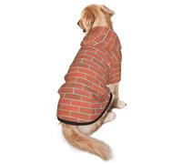 FEYUNYAN Cozy Fleece-Lined Hoodie With Hidden Leash Hole & Pocket For Medium Large Dogs, Red Brick Wall Texture, Pet Hooded Sweatshirt, Winter Dog Clothes For Outdoor Walks