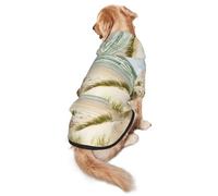 FEYUNYAN Cozy Fleece-Lined Hoodie With Hidden Leash Hole & Pocket For Medium Large Dogs, Seaside Grand Tidal, Pet Hooded Sweatshirt, Winter Dog Clothes For Outdoor Walks