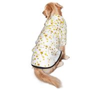 FEYUNYAN Cozy Fleece-Lined Hoodie With Hidden Leash Hole & Pocket For Medium Large Dogs, Sparsed Dreamy Stars Spots, Pet Hooded Sweatshirt, Winter Dog Clothes For Outdoor Walks