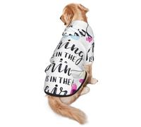 FEYUNYAN Cozy Fleece-Lined Hoodie With Hidden Leash Hole & Pocket For Medium Large Dogs, Spring Is In The Air, Pet Hooded Sweatshirt, Winter Dog Clothes For Outdoor Walks