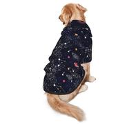 FEYUNYAN Cozy Fleece-Lined Hoodie With Hidden Leash Hole & Pocket For Medium Large Dogs, Star Galaxies, Pet Hooded Sweatshirt, Winter Dog Clothes For Outdoor Walks