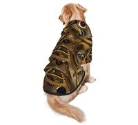 FEYUNYAN Cozy Fleece-Lined Hoodie With Hidden Leash Hole & Pocket For Medium Large Dogs, Steam Machinery, Pet Hooded Sweatshirt, Winter Dog Clothes For Outdoor Walks