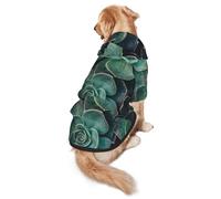 FEYUNYAN Cozy Fleece-Lined Hoodie With Hidden Leash Hole & Pocket For Medium Large Dogs, Succulent Plants, Pet Hooded Sweatshirt, Winter Dog Clothes For Outdoor Walks