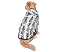FEYUNYAN Cozy Fleece-Lined Hoodie With Hidden Leash Hole & Pocket For Medium Large Dogs, Tropical Pineapple Fruit, Pet Hooded Sweatshirt, Winter Dog Clothes For Outdoor Walks