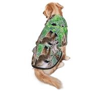 FEYUNYAN Cozy Fleece-Lined Hoodie With Hidden Leash Hole & Pocket For Medium Large Dogs, Two Giraffes, Pet Hooded Sweatshirt, Winter Dog Clothes For Outdoor Walks