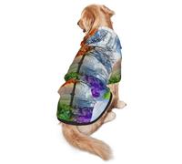 FEYUNYAN Cozy Fleece-Lined Hoodie With Hidden Leash Hole & Pocket For Medium Large Dogs, Two Season Trees, Pet Hooded Sweatshirt, Winter Dog Clothes For Outdoor Walks