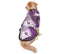 FEYUNYAN Cozy Fleece-Lined Hoodie With Hidden Leash Hole & Pocket For Medium Large Dogs, Violet-Gold Butterflies, Pet Hooded Sweatshirt, Winter Dog Clothes For Outdoor Walks