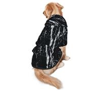 FEYUNYAN Dog Hooded Sweatshirt, Fleece-Lined Hoodie For Medium Large Dogs | Black White Marble, Cozy Dog Hoodie, Winter Dog Clothes For Outdoor Walks, With Hidden Leash Hole & Pocket
