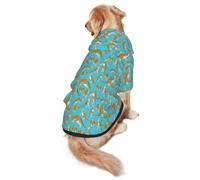FEYUNYAN Dog Hooded Sweatshirt, Fleece-Lined Hoodie For Medium Large Dogs | Funny Cartoon Kangaroo Zoo, Cozy Dog Hoodie, Winter Dog Clothes For Outdoor Walks, With Hidden Leash Hole & Pocket