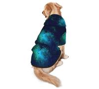 FEYUNYAN Dog Hooded Sweatshirt, Fleece-Lined Hoodie For Medium Large Dogs | Galaxy Green, Cozy Dog Hoodie, Winter Dog Clothes For Outdoor Walks, With Hidden Leash Hole & Pocket