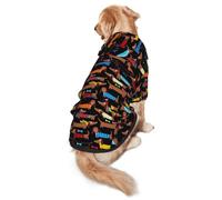 FEYUNYAN Dog Hooded Sweatshirt, Fleece-Lined Hoodie For Medium Large Dogs | I Love My Dog Dachshunds, Cozy Dog Hoodie, Winter Dog Clothes For Outdoor Walks, With Hidden Leash Hole & Pocket