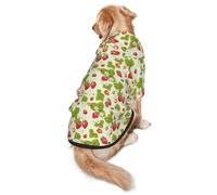 FEYUNYAN Dog Hooded Sweatshirt, Fleece-Lined Hoodie For Medium Large Dogs | Lovely Strawberry, Cozy Dog Hoodie, Winter Dog Clothes For Outdoor Walks, With Hidden Leash Hole & Pocket