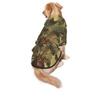 FEYUNYAN Dog Hooded Sweatshirt, Fleece-Lined Hoodie For Medium Large Dogs | Palm Tree Tropical, Cozy Dog Hoodie, Winter Dog Clothes For Outdoor Walks, With Hidden Leash Hole & Pocket