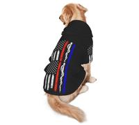 FEYUNYAN Dog Hooded Sweatshirt, Fleece-Lined Hoodie For Medium Large Dogs | Red Stripe Usa Flag, Cozy Dog Hoodie, Winter Dog Clothes For Outdoor Walks, With Hidden Leash Hole & Pocket