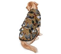 FEYUNYAN Dog Hooded Sweatshirt, Fleece-Lined Hoodie For Medium Large Dogs | Rooster Chicken, Cozy Dog Hoodie, Winter Dog Clothes For Outdoor Walks, With Hidden Leash Hole & Pocket