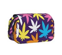 FEYUNYAN Double Layer Pencil Case, Large Capacity Durable Oxford Fabric Stationery Organizer for School Supplies Travel Exams, Bright Colorful Weed Storage Bag for Girl & Boy Gift, 20x11x10cm