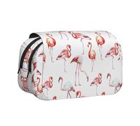 FEYUNYAN Double Layer Pencil Case, Large Capacity Durable Oxford Fabric Stationery Organizer for School Supplies Travel Exams, Painting Flamingo Storage Bag for Girl & Boy Gift, 20x11x10cm
