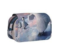 FEYUNYAN Double Layer Pencil Case, Large Capacity Durable Oxford Fabric Stationery Organizer for School Supplies Travel Exams, Happy Penguin Storage Bag for Girl & Boy Gift, 20x11x10cm
