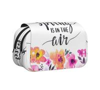 FEYUNYAN Double Layer Pencil Case, Large Capacity Durable Oxford Fabric Stationery Organizer for School Supplies Travel Exams, Spring is in The Air Storage Bag for Girl & Boy Gift, 20x11x10cm