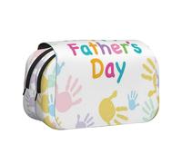 FEYUNYAN Double Layer Pencil Case, Large Capacity Durable Oxford Fabric Stationery Organizer for School Supplies Travel Exams, Hand Happy Fathers Day Storage Bag for Girl & Boy Gift, 20x11x10cm
