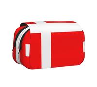 FEYUNYAN Double Layer Pencil Case, Large Capacity Durable Oxford Fabric Stationery Organizer for School Supplies Travel Exams, Denmark Danish Flag Storage Bag for Girl & Boy Gift, 20x11x10cm