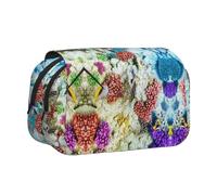 FEYUNYAN Double Layer Pencil Case, Large Capacity Durable Oxford Fabric Stationery Organizer for School Supplies Travel Exams, Seabed Underwater Fish Storage Bag for Girl & Boy Gift, 20x11x10cm