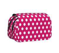 FEYUNYAN Double Layer Pencil Case, Large Capacity Durable Oxford Fabric Stationery Organizer for School Supplies Travel Exams, Big White Dot Storage Bag for Girl & Boy Gift, 20x11x10cm