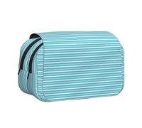 FEYUNYAN Double Layer Pencil Case, Large Capacity Durable Oxford Fabric Stationery Organizer for School Supplies Travel Exams, Blue Striped Storage Bag for Girl & Boy Gift, 20x11x10cm