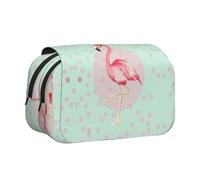 FEYUNYAN Double Layer Pencil Case, Large Capacity Durable Oxford Fabric Stationery Organizer for School Supplies Travel Exams, Flamingos Storage Bag for Girl & Boy Gift, 20x11x10cm