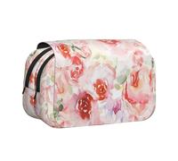 FEYUNYAN Double Layer Pencil Case, Large Capacity Durable Oxford Fabric Stationery Organizer for School Supplies Travel Exams, Color Roses Storage Bag for Girl & Boy Gift, 20x11x10cm