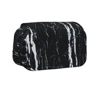 FEYUNYAN Double Layer Pencil Case, Large Capacity Durable Oxford Fabric Stationery Organizer for School Supplies Travel Exams, Black White Marble Storage Bag for Girl & Boy Gift, 20x11x10cm