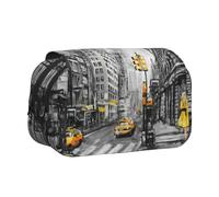FEYUNYAN Double Layer Pencil Case, Large Capacity Durable Oxford Fabric Stationery Organizer for School Supplies Travel Exams, Love from New York Storage Bag for Girl & Boy Gift, 20x11x10cm