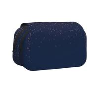 FEYUNYAN Double Layer Pencil Case, Large Capacity Durable Oxford Fabric Stationery Organizer for School Supplies Travel Exams, Navy Blue Sky Stars Storage Bag for Girl & Boy Gift, 20x11x10cm