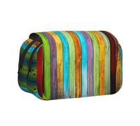 FEYUNYAN Double Layer Pencil Case, Large Capacity Durable Oxford Fabric Stationery Organizer for School Supplies Travel Exams, Planks Carpentry Oak Timber Storage Bag for Girl & Boy Gift, 20x11x10cm