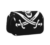 FEYUNYAN Double Layer Pencil Case, Large Capacity Durable Oxford Fabric Stationery Organizer for School Supplies Travel Exams, Pirate Flag Storage Bag for Girl & Boy Gift, 20x11x10cm