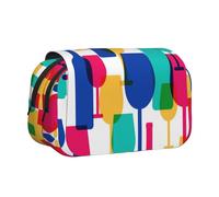 FEYUNYAN Double Layer Pencil Case, Large Capacity Durable Oxford Fabric Stationery Organizer For School Supplies Travel Exams, Cocktail Glasses Wine Bottles Storage Bag For Girl & Boy Gift, 20x11x10cm