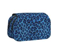 FEYUNYAN Double Layer Pencil Case, Large Capacity Durable Oxford Fabric Stationery Organizer for School Supplies Travel Exams, Leopard Skin Animal Storage Bag for Girl & Boy Gift, 20x11x10cm