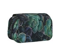 FEYUNYAN Double Layer Pencil Case, Large Capacity Durable Oxford Fabric Stationery Organizer for School Supplies Travel Exams, Succulent Plants Storage Bag for Girl & Boy Gift, 20x11x10cm