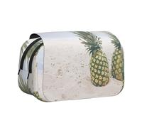 FEYUNYAN Double Layer Pencil Case, Large Capacity Durable Oxford Fabric Stationery Organizer for School Supplies Travel Exams, Pineapples On The Beach Storage Bag for Girl & Boy Gift, 20x11x10cm