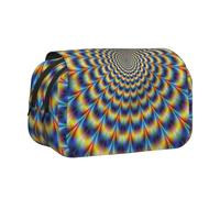 FEYUNYAN Double Layer Pencil Case, Large Capacity Durable Oxford Fabric Stationery Organizer for School Supplies Travel Exams, Spiral Optical Illusion GIF Storage Bag for Girl & Boy Gift, 20x11x10cm