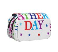 FEYUNYAN Double Layer Pencil Case, Large Capacity Durable Oxford Fabric Stationery Organizer for School Supplies Travel Exams, Stars Happy Fathers Day Storage Bag for Girl & Boy Gift, 20x11x10cm