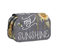 FEYUNYAN Double Layer Pencil Case, Large Capacity Durable Oxford Fabric Stationery Organizer for School Supplies Travel Exams, Blackboard Bees Sunflowers Storage Bag for Girl & Boy Gift, 20x11x10cm