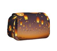 FEYUNYAN Double Layer Pencil Case, Large Capacity Durable Oxford Fabric Stationery Organizer for School Supplies Travel Exams, Chinese Flying Lanterns Storage Bag for Girl & Boy Gift, 20x11x10cm