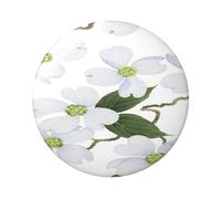 FEYUNYAN Durable Badge For Jackets Bags Gifts, Vibrant Tinplate Collectible Badges For Events, Teachers, Friends, White Blossom Round Badge, Bulk Iron-On Patches Alternative, 1 Pc