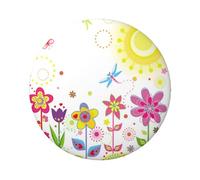 FEYUNYAN Durable Badge For Jackets Bags Gifts, Vibrant Tinplate Collectible Badges For Events, Teachers, Friends, Sun Butterflies Dragonfly Flowers Round Badge, Bulk Iron-On Patches Alternative, 1 Pc