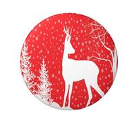 FEYUNYAN Durable Badge For Jackets Bags Gifts, Vibrant Tinplate Collectible Badges For Events, Teachers, Friends, Christmas Winter Deer Round Badge, Bulk Iron-On Patches Alternative, 1 Pc