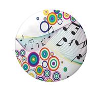 FEYUNYAN Durable Badge For Jackets Bags Gifts, Vibrant Tinplate Collectible Badges For Events, Teachers, Friends, Music Notes Rainbow Colored Round Badge, Bulk Iron-On Patches Alternative, 5 Pcs
