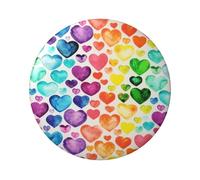 FEYUNYAN Durable Badge For Jackets Bags Gifts, Vibrant Tinplate Collectible Badges For Events, Teachers, Friends, Rainbow Hearts Round Badge, Bulk Iron-On Patches Alternative, 5 Pcs