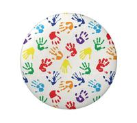 FEYUNYAN Durable Badge For Jackets Bags Gifts, Vibrant Tinplate Collectible Badges For Events, Teachers, Friends, Colorful Hand Shapes Rainbow Round Badge, Bulk Iron-On Patches Alternative, 12 Pcs